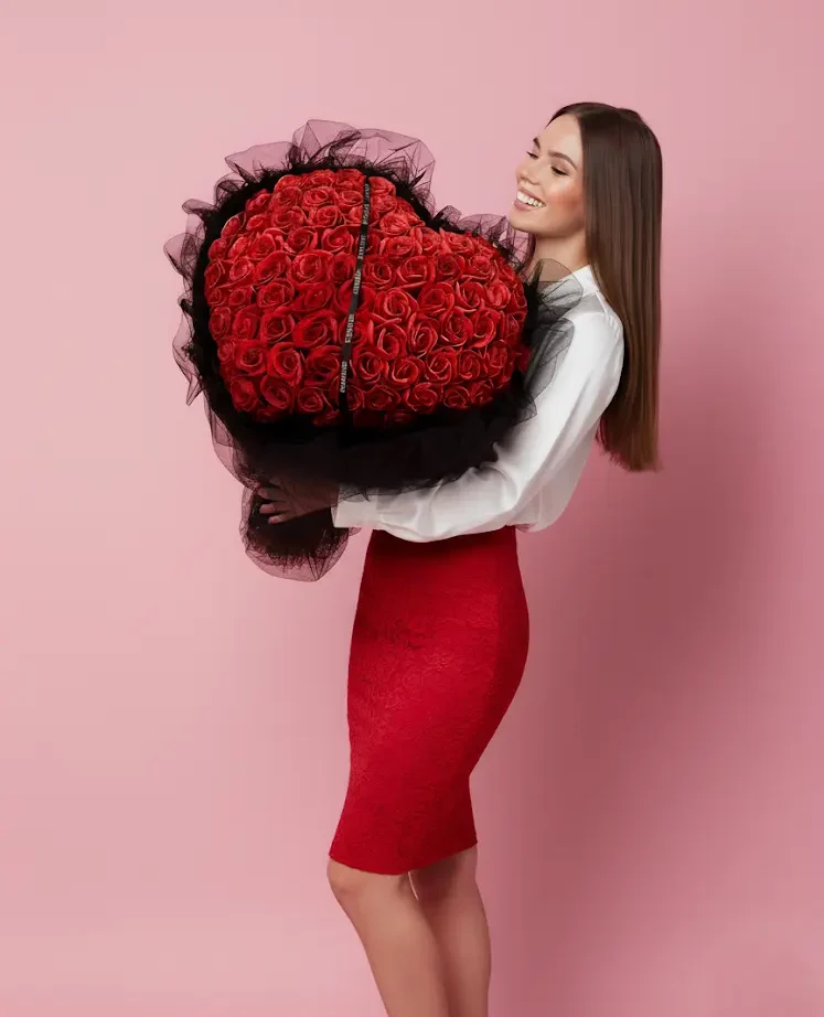 「eternal heart」 100 red rose bouquet 55cm