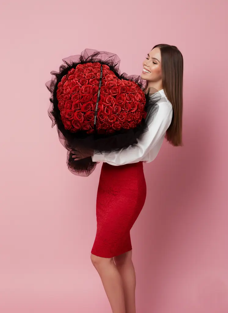 ｢eternal heart｣ 100 red rose bouquet 55cm