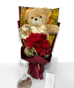Eternal Teddy Bear Red Rose Bouquet 48cm, Graduation Gift Ideas