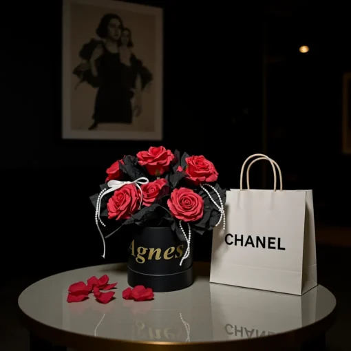 scented red rose bucket
