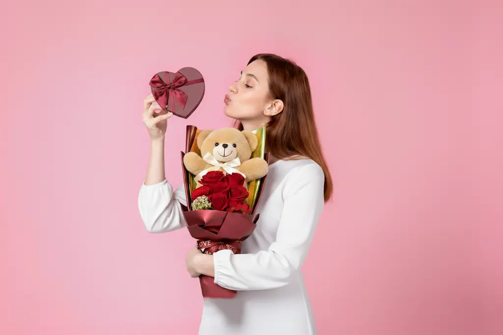 ｢scarlet hug｣ red teddy bear rose bouquet 48cm