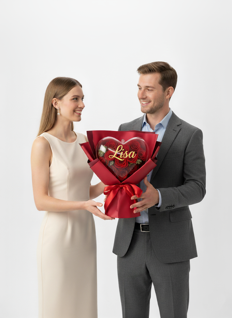 「crystal heart」 luxury eternal red rose bouquet 40cm 「crystal heart」 luxury eternal red rose bouquet 40cm