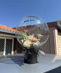 Artificial Flower Balloon Bucket. Decorative balloon with flowers inside