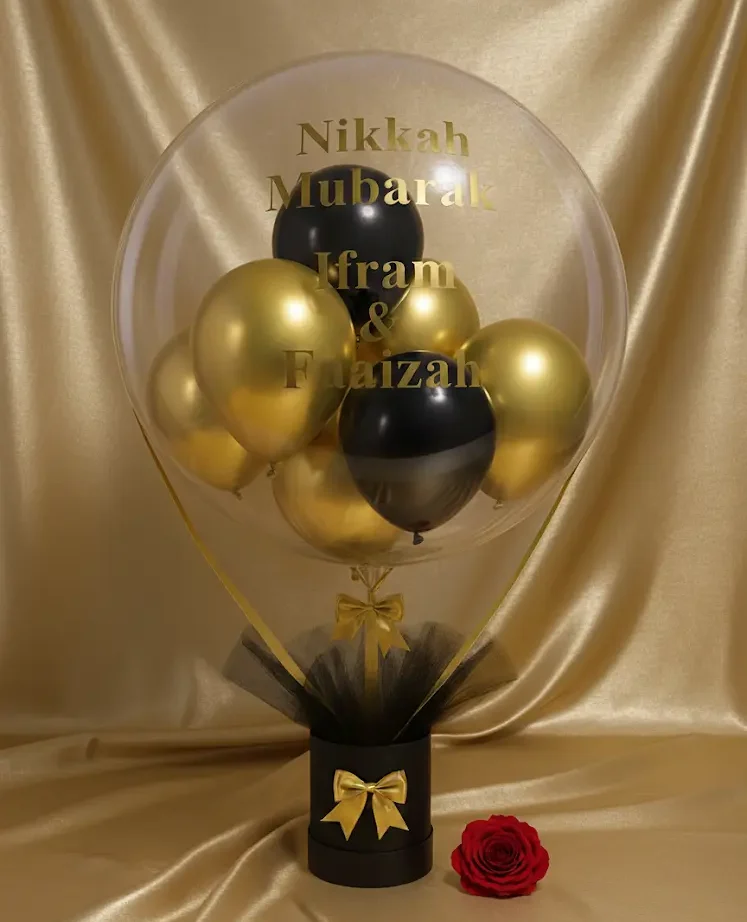 ｢midnight luxe｣ extra large black gold balloon bucket 75cm