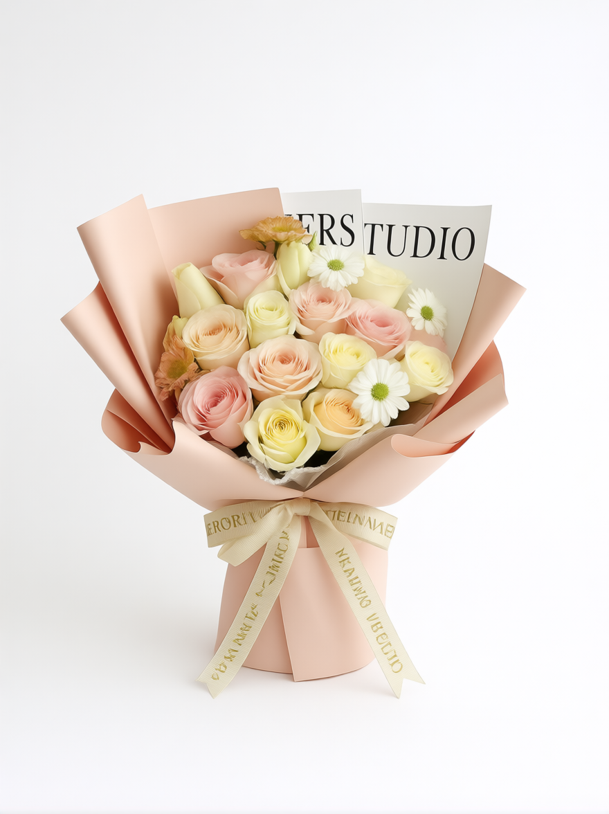 「champagne elegance」 eternal rose bouquet 18 stems 「champagne elegance」 eternal rose bouquet 18 stems