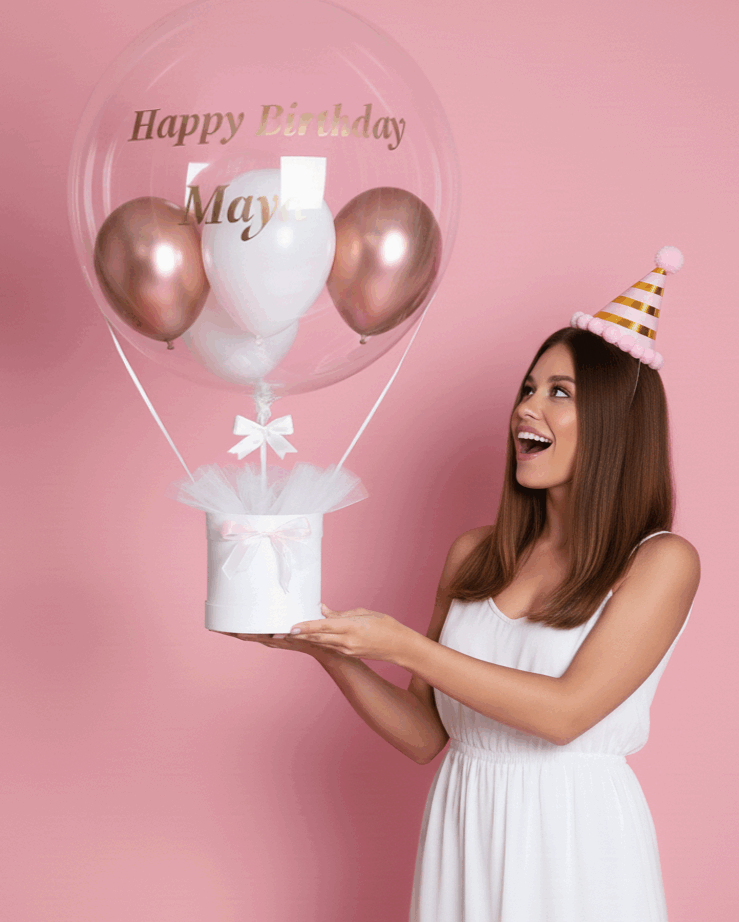 Welcome 「rose quartz」 extra large pink white balloon bucket 75cm